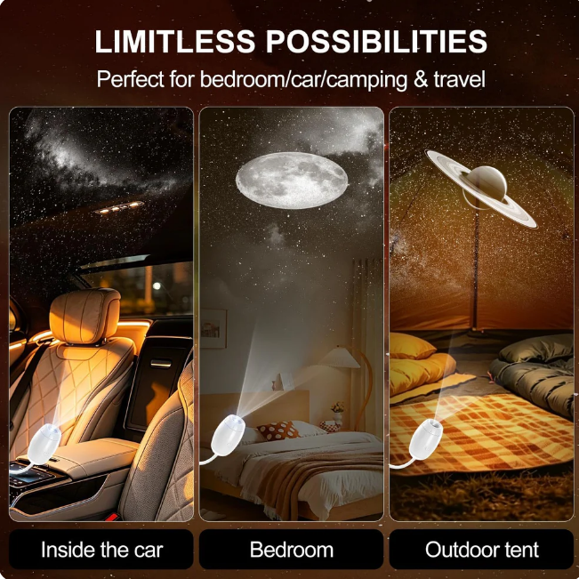 Galaxy Projector Night Light for Bedroom - 2 in 1 USB Starry Sky Led Lamp
