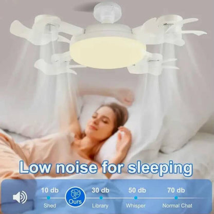 Socket Fan Light with Remote Control, E27 Screw-in, 3 Color Temperatures, 3 Wind Speeds, 4 Head